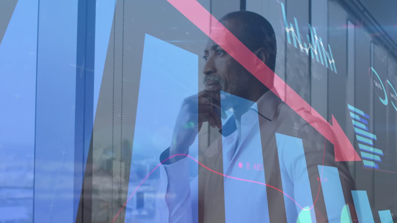 아프리카계 미국인 사업가에 대한 데이터 처리 애니메이션