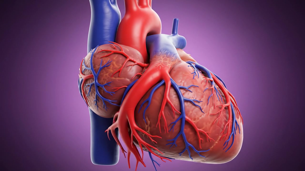 Struttura anatomica del cuore: visualizzazione dettagliata incentrata su arterie, vene e camere essenziali per comprendere la funzione e la salute cardiovascolare