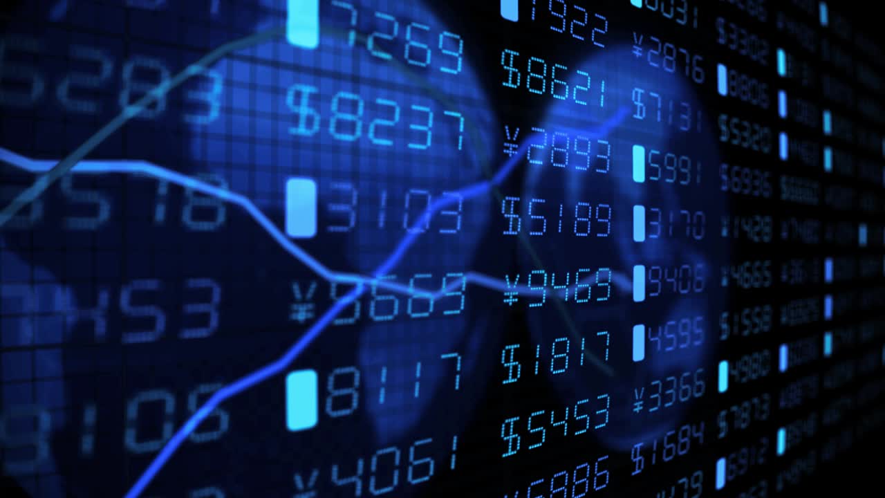 diagramas financieros tickers números datos comerciales dinero mercado de valores comercio 4k