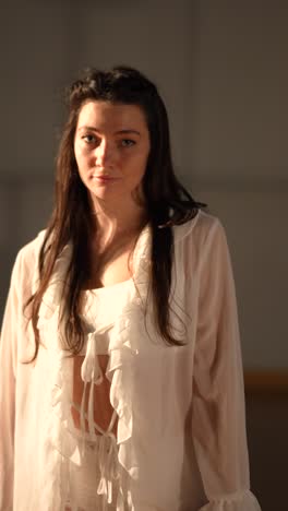 young woman in white