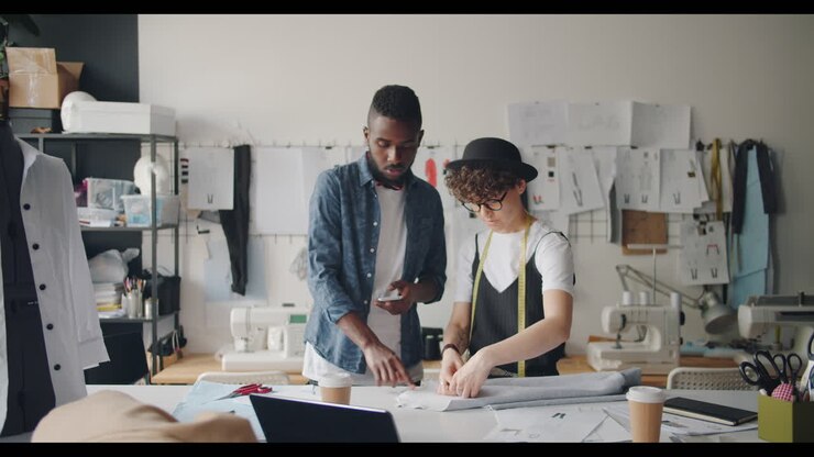 Fashion Designers Working in a Studio