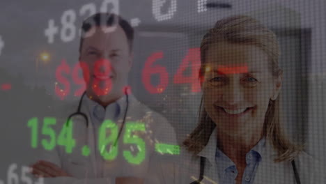 animation of data processing over diverse doctor in hospital