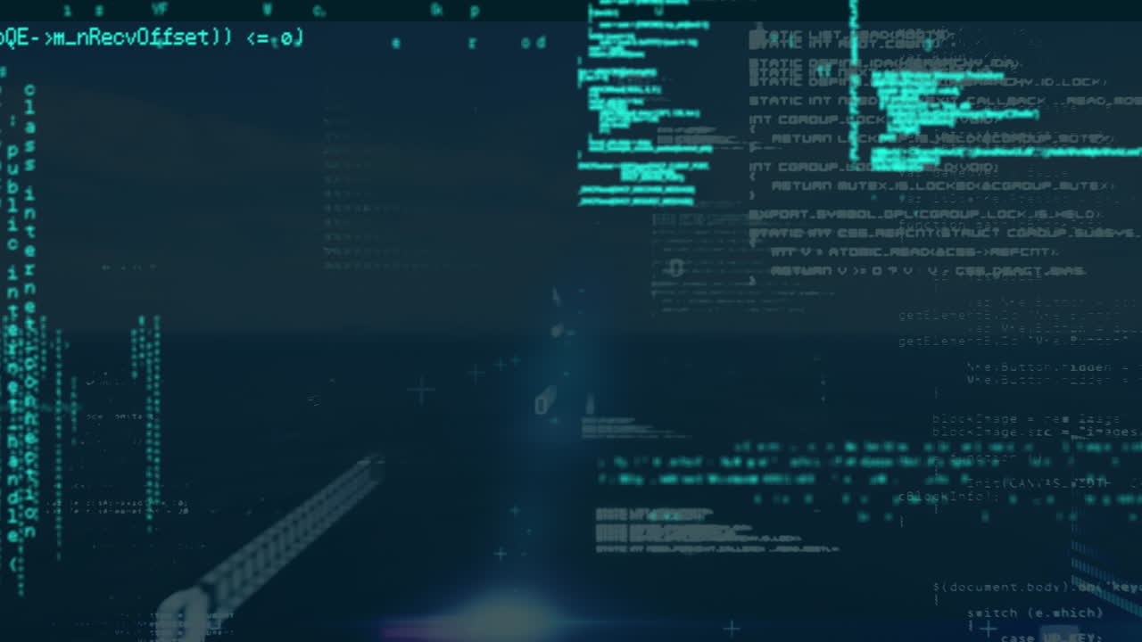 Animation of diverse data processing over navy background