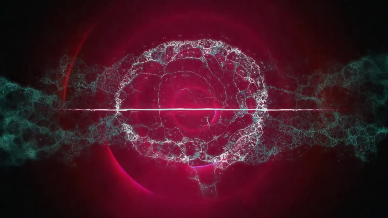 animación del cerebro digital sobre senderos y círculos rojos