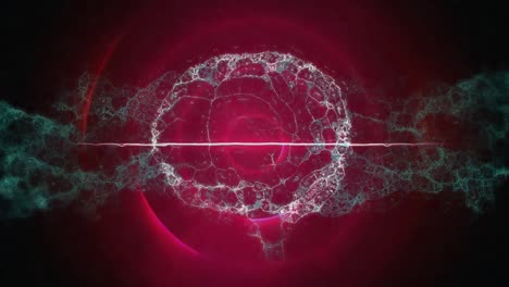 animation of digital brain over trails and red circles