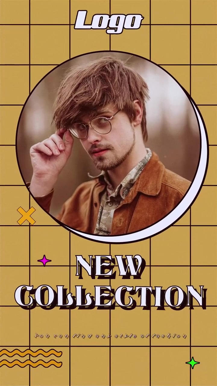Fashion Promotional Template Featuring Young Man in Glasses