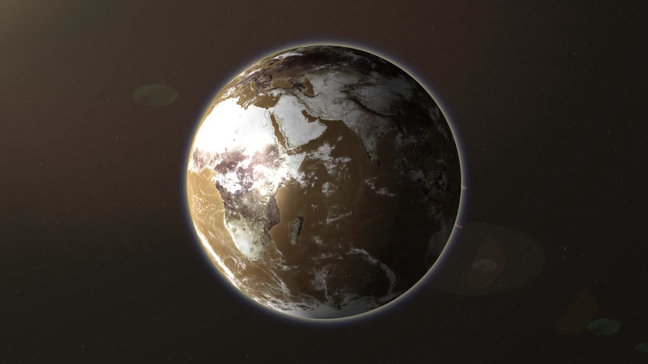 deshidratado planeta tierra sin mares y agua, como un desierto, el final de toda la vida, composición post-apocalíptica