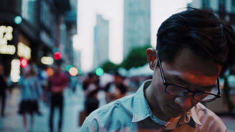 man in city street portrait