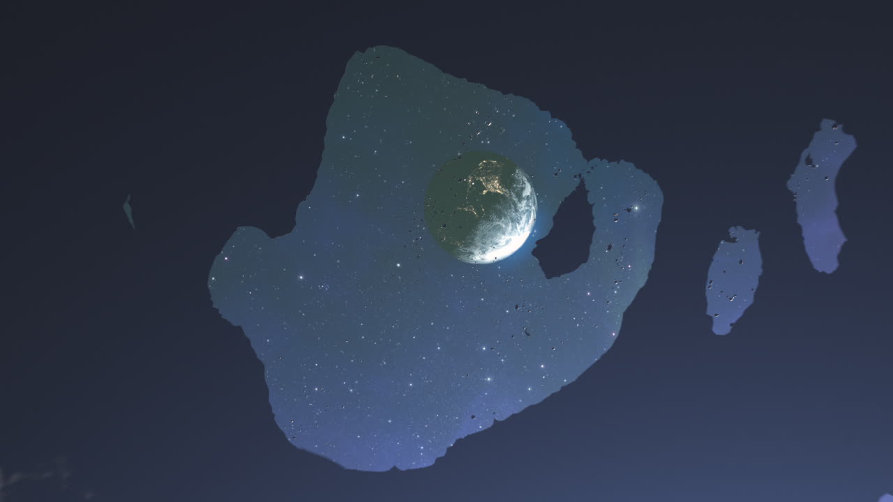 la tierra desde el espacio por la noche