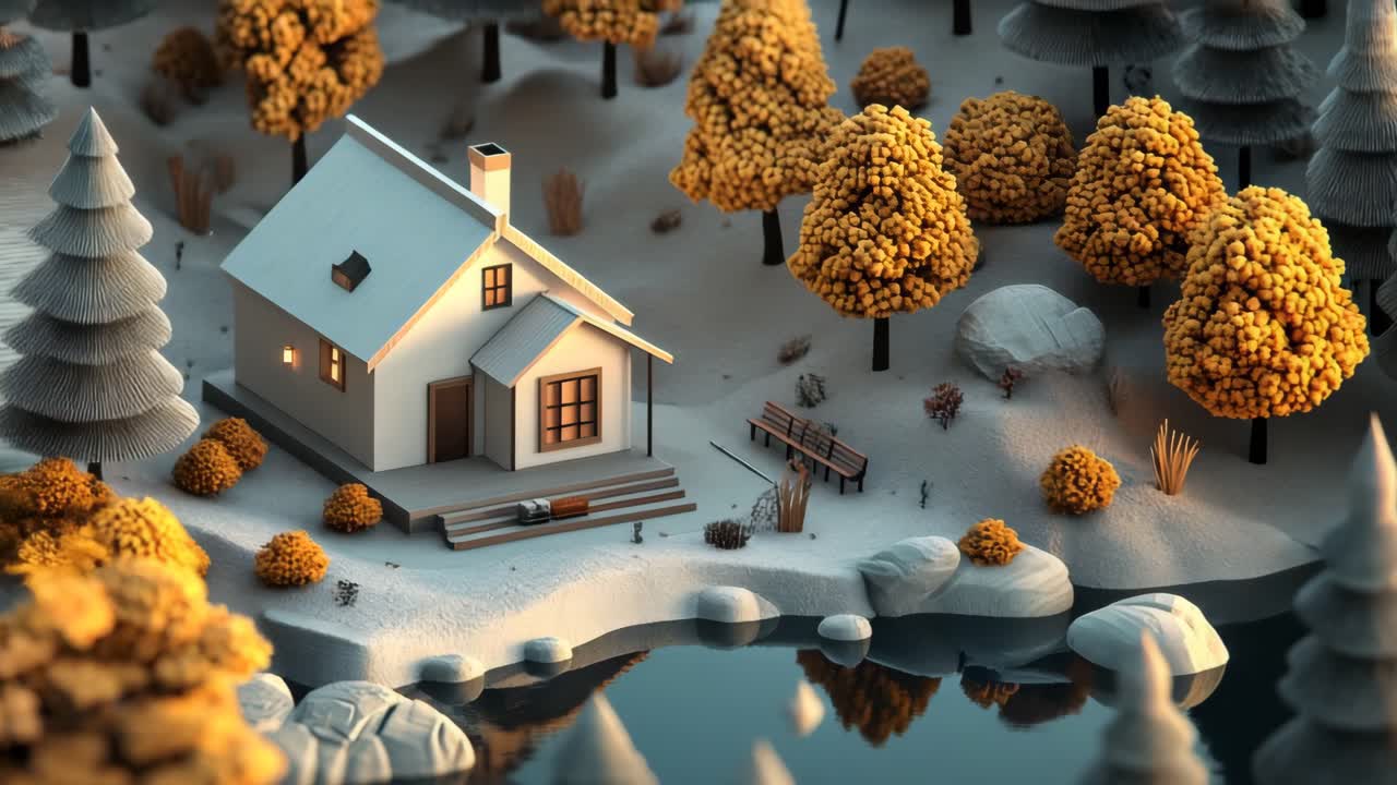 Cozy Cabin in Autumn Forest