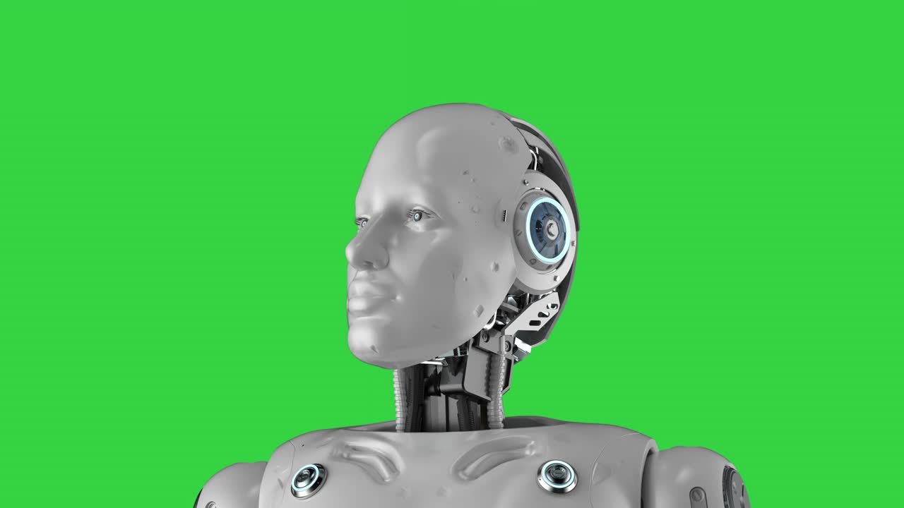 cyborg sullo schermo verde