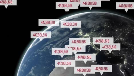 números crecientes contra el globo en el fondo