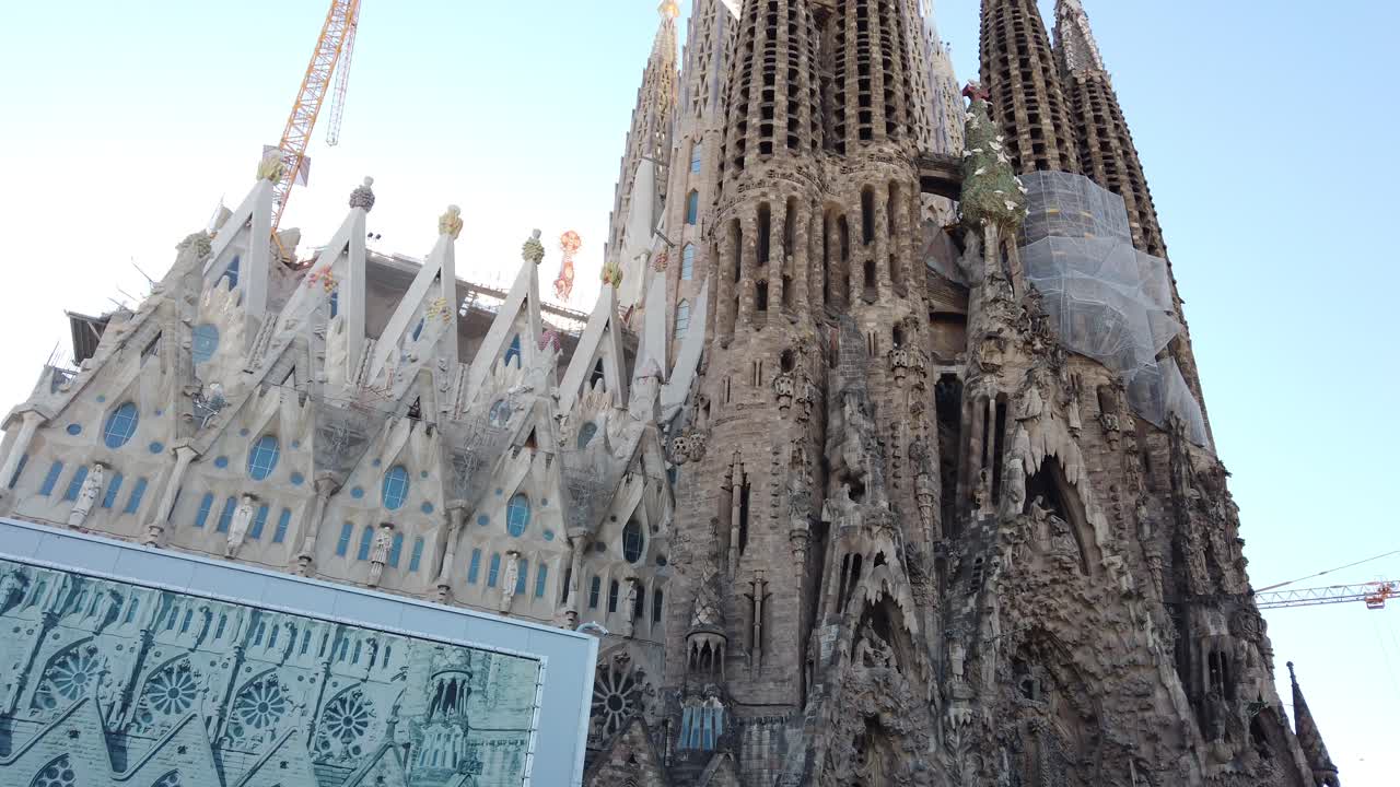 Gothic Architecture View of Sagrada Familia Church in Spain Barcelona by Gaudi