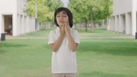 Niño-Indio-Enfermo-Con-Dolor-De-Muelas-En-El-Parque