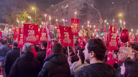 october 29 republic day was celebrated with a crowd in bagdat street, kadıköy, istanbul, turkey