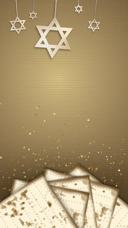 matza traditional jewish passover holiday bread on brown background with star of david. animated looped vertical video.