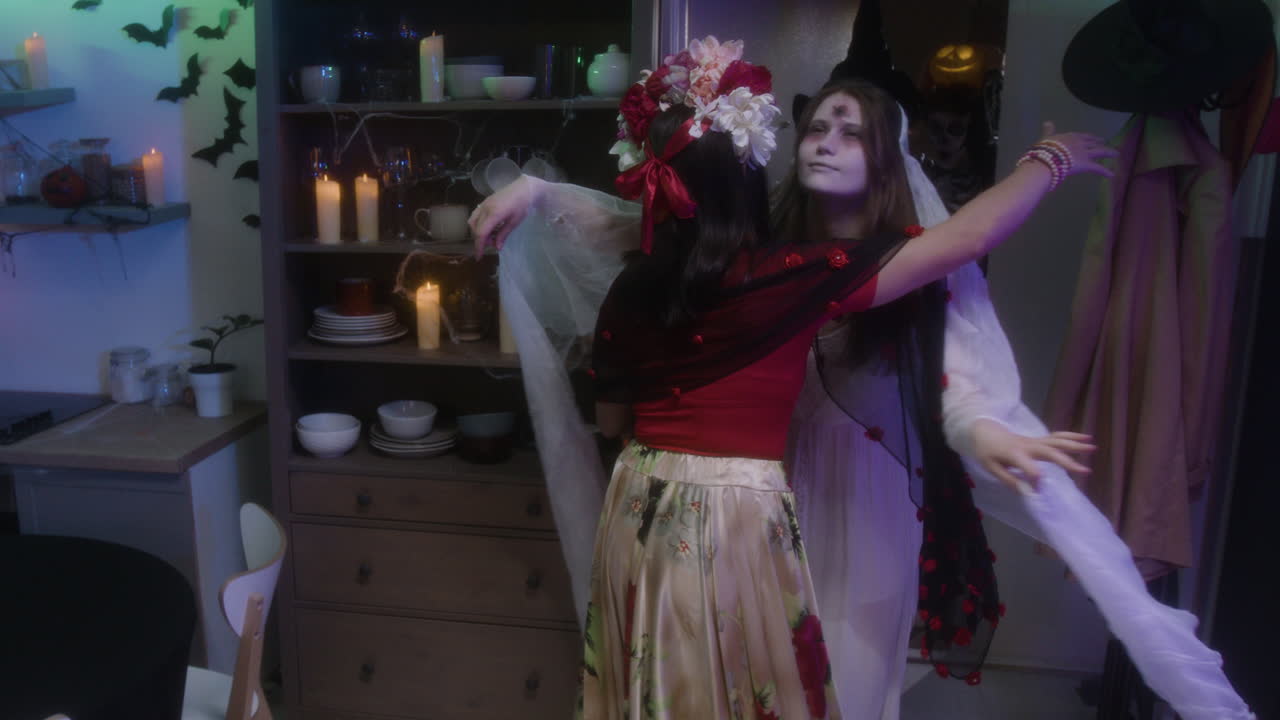 Halloween Party with Friends in Costumes