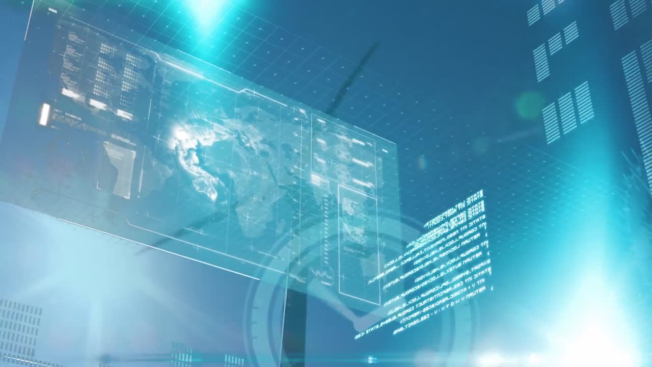 풍력 터빈에서 데이터 처리의 애니메이션