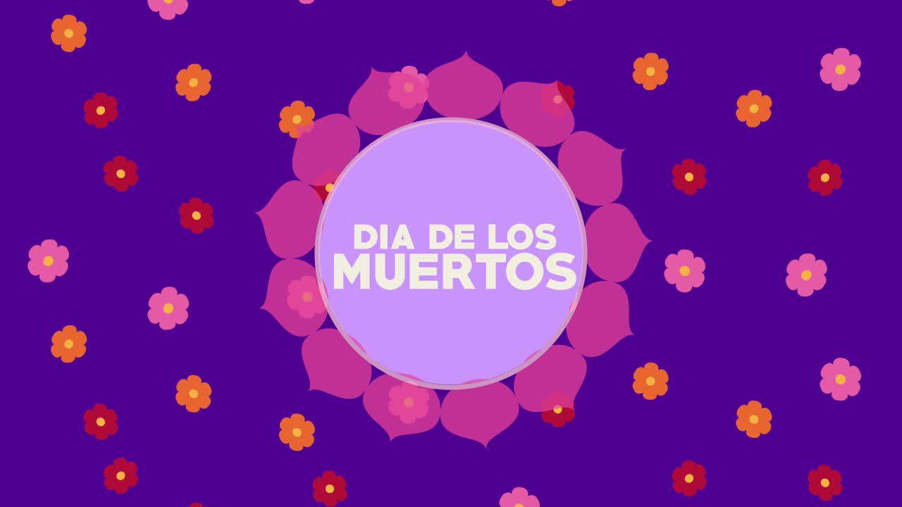 celebração do dia de los muertos com decoração floral em moldura circular