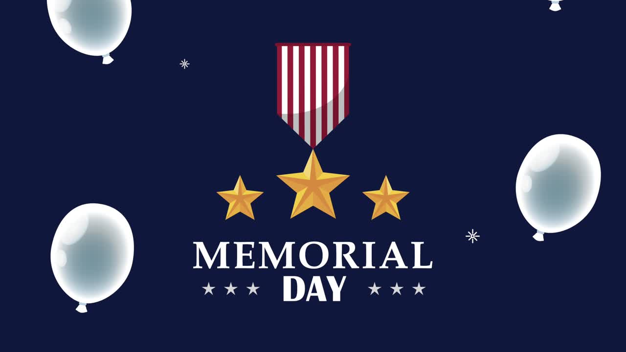 letras del día conmemorativo con medalla y globos de helio