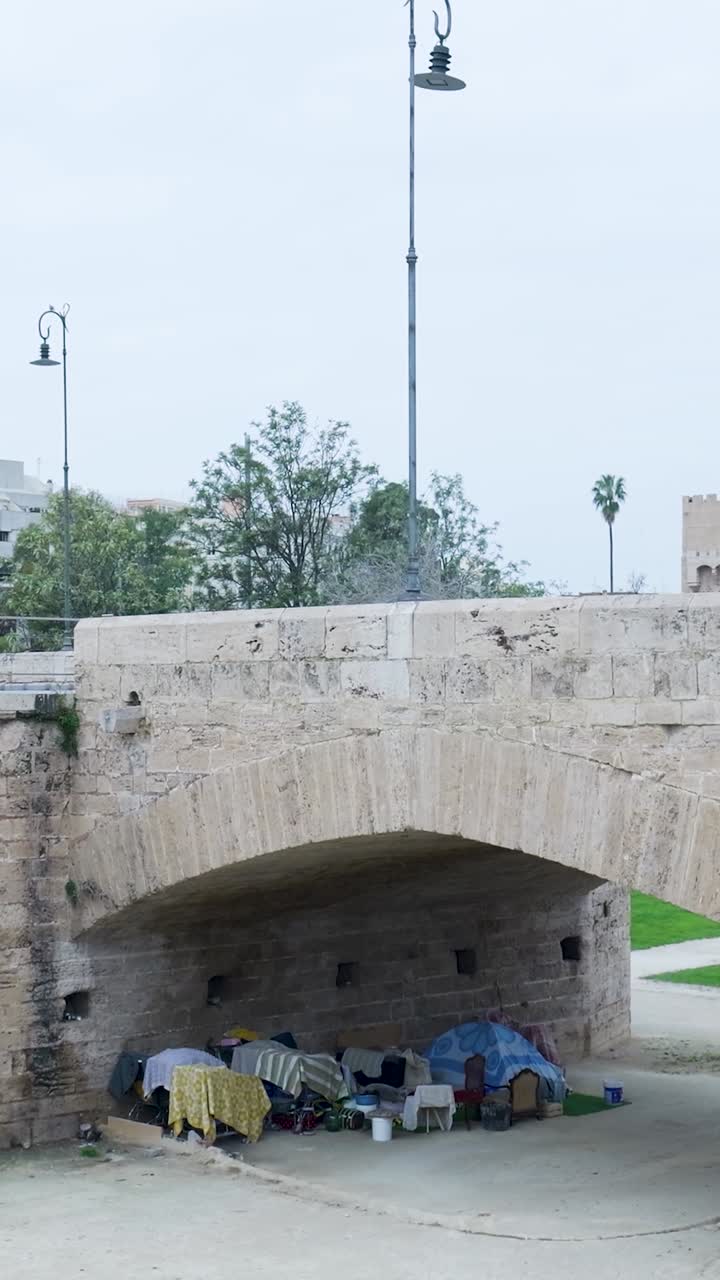 Homeless Camp Under a Bridge
