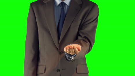 businessman presenting with hand