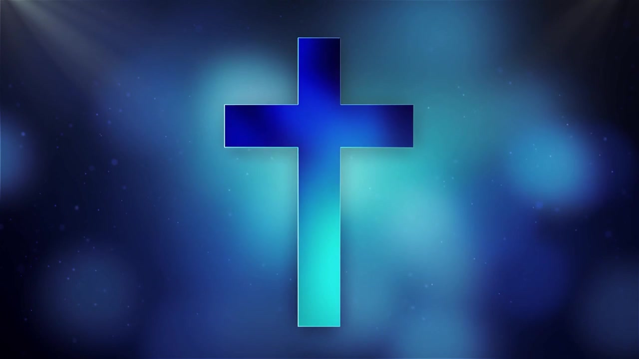 Croix chrétienne, lumière céleste, fond de culte.