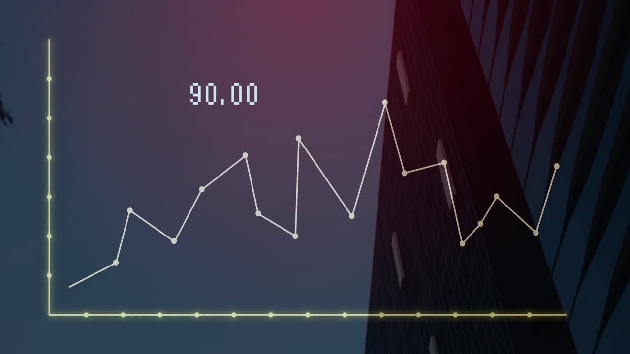 Animation of cityscape over data processing