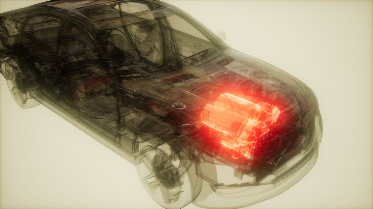 자동차 엔진이 자동차에서 보입니다.