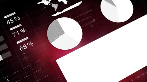 animación del procesamiento de datos estadísticos contra un fondo rojo