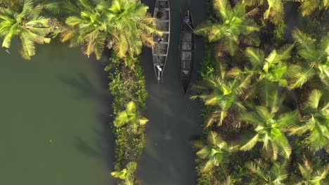 topdown video of canoe passing