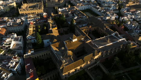 The-Famous-Royal-Palace-Of-Alcázar-Of-Seville-In-The-Early-Morning-In-Seville,-Spain