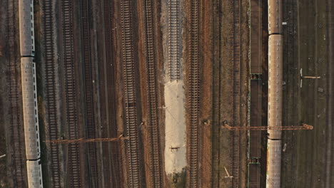 aerial view of train tracks and yard