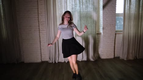 high frame rate teenage girl dancing in the studio