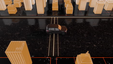 cityscape with car on highway