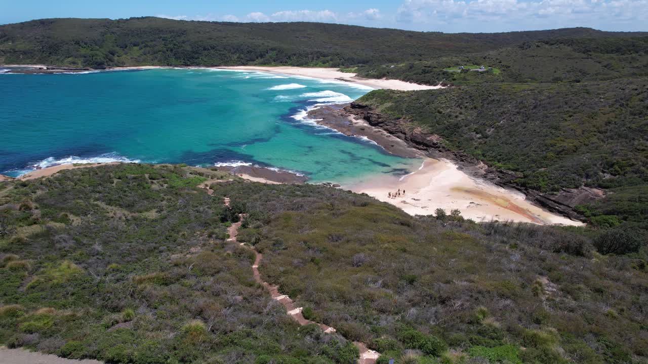 Aerial Shot Of Bongon Beach In Frazer Park, NSW, Australia