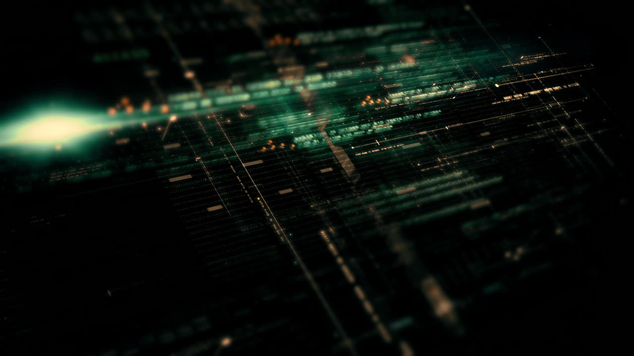 Advanced data matrix simulation UI with cutting-edge digital environment with a dynamic and immersive display of interconnected data matrix information networks systems background