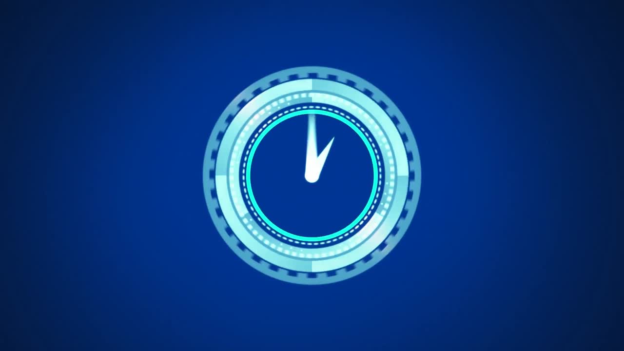 Digital clock ticking against blue background