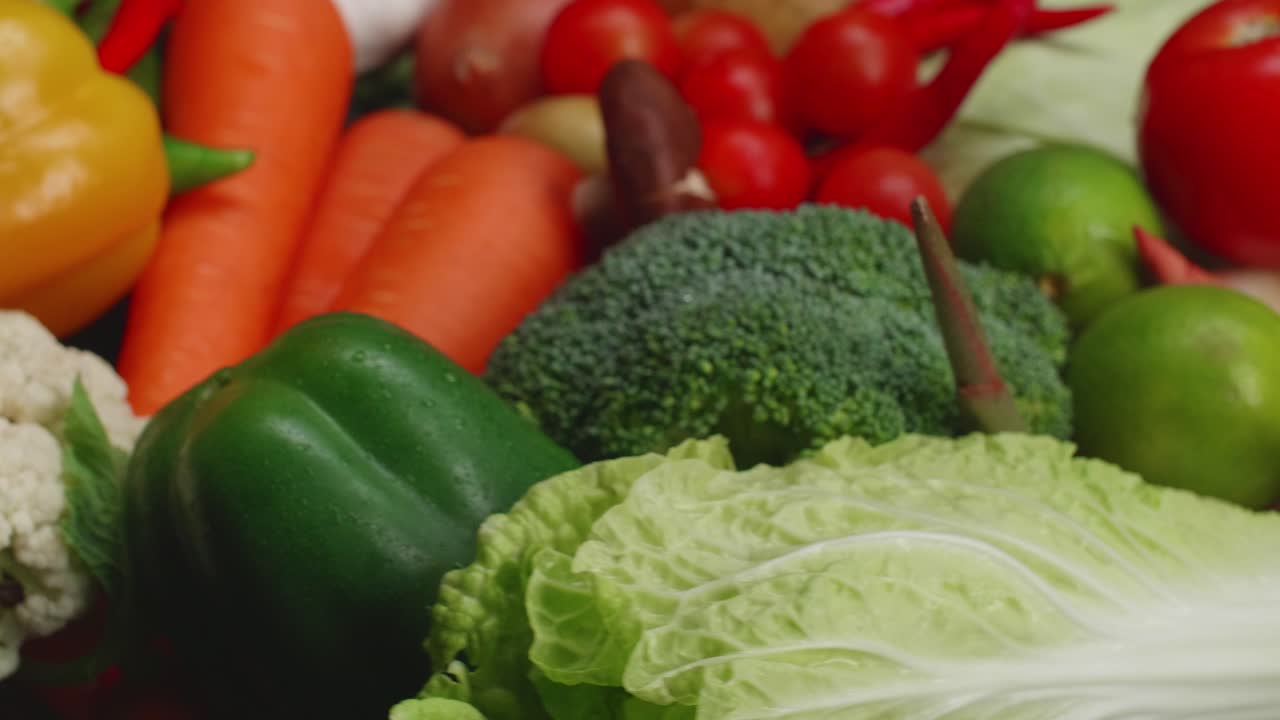 Close Up Fresh Vegetables Rotating