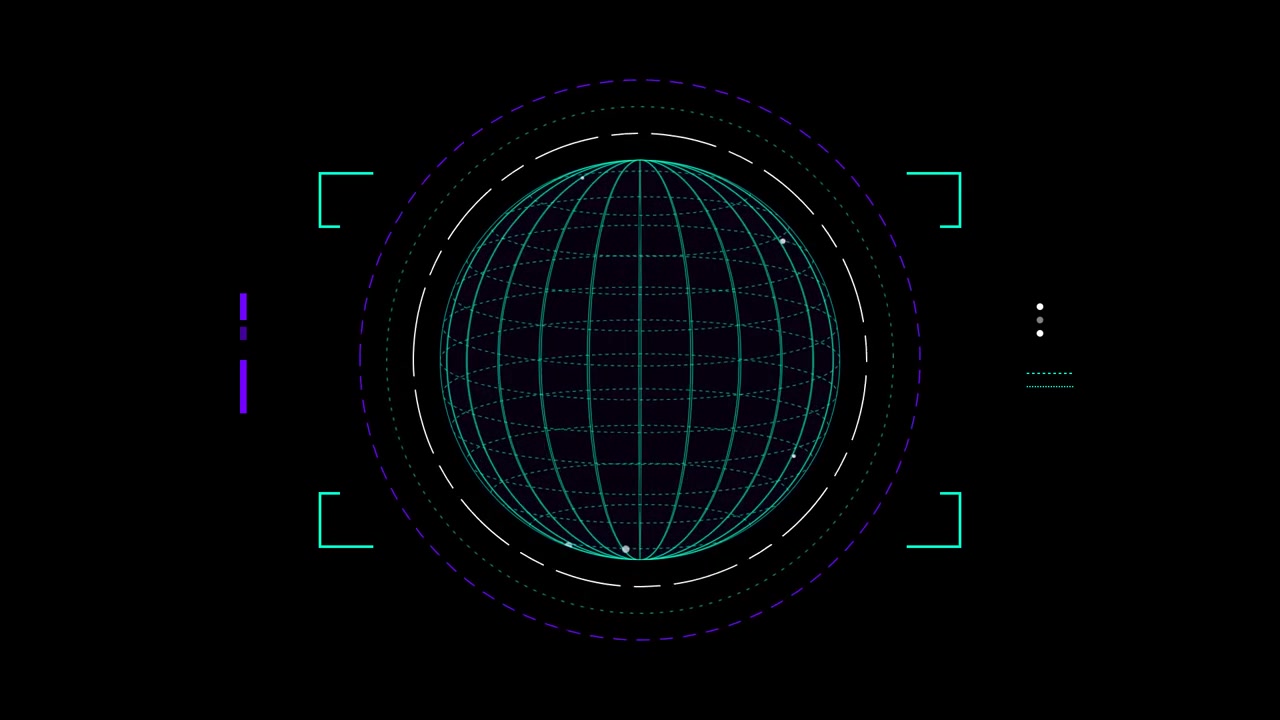 Animação de Interface HUD com Globo Digital em Wireframe