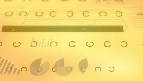 animation of statistical data processing against orange gradient background