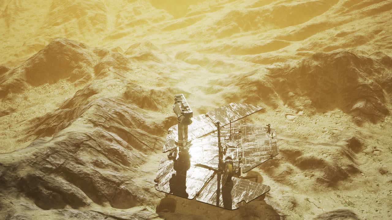 Mars Rover Exploring Martian Landscape