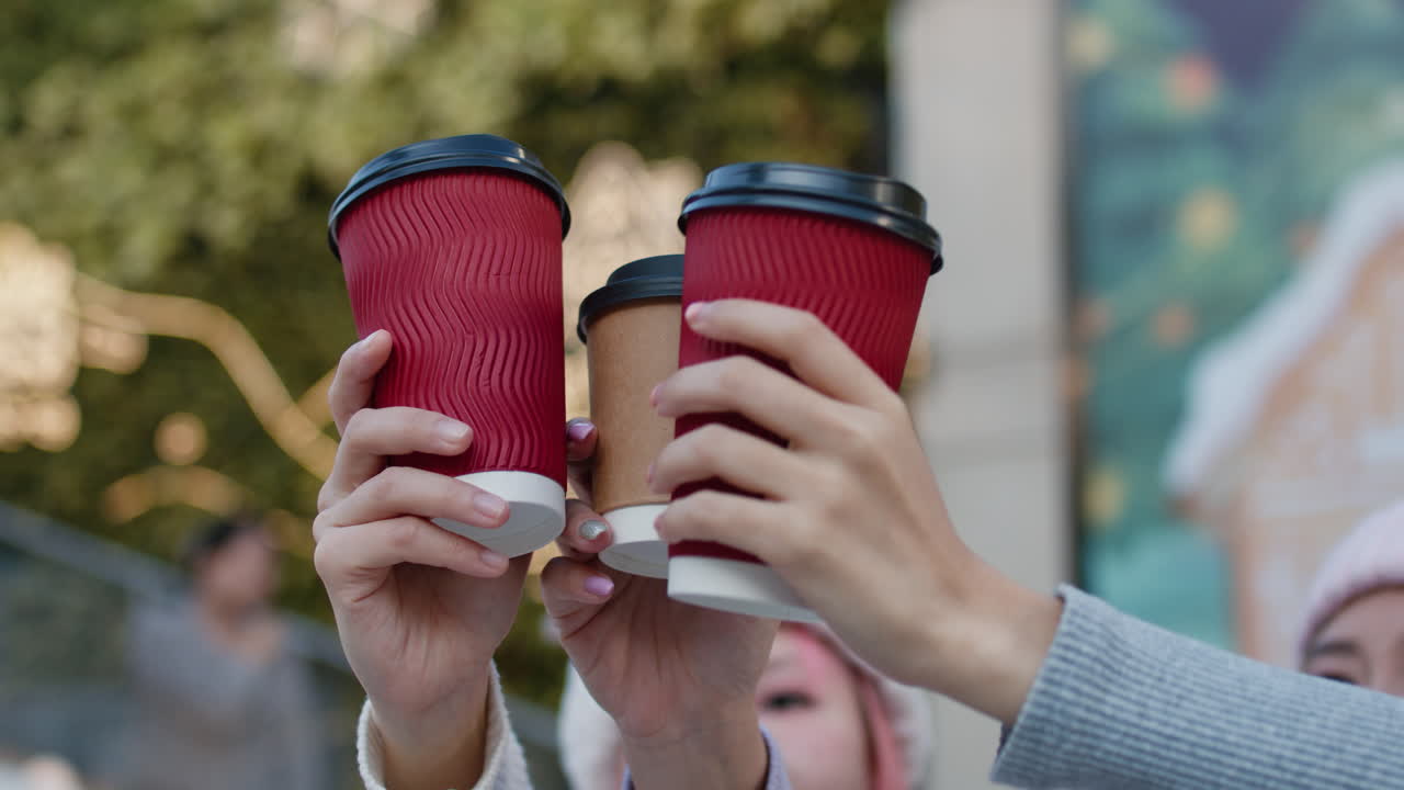 Friends toasting with coffee cups