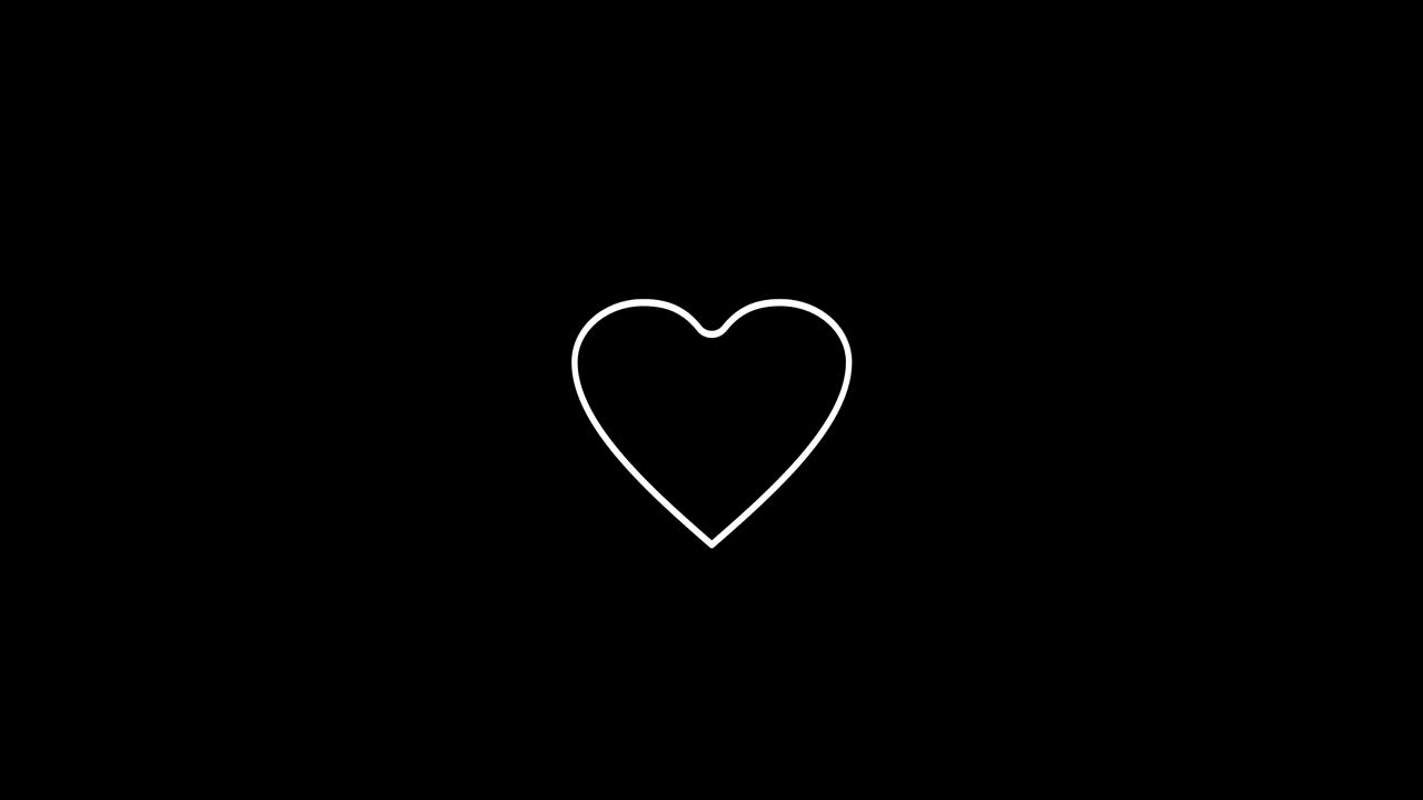 animación de contorno corazón blanco saltando sobre fondo negro, elementos de diseño para el día de san valentín.