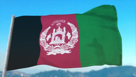 fully loopable cgi 3d animation of afghanistan flag fluttering in close-up