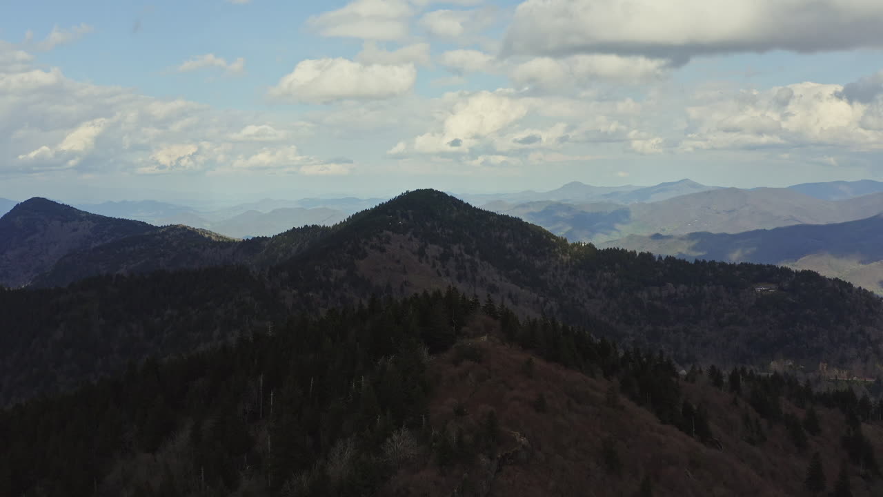 Scenic aerial view over North Carolina's Blue Ridge Mountains in spring