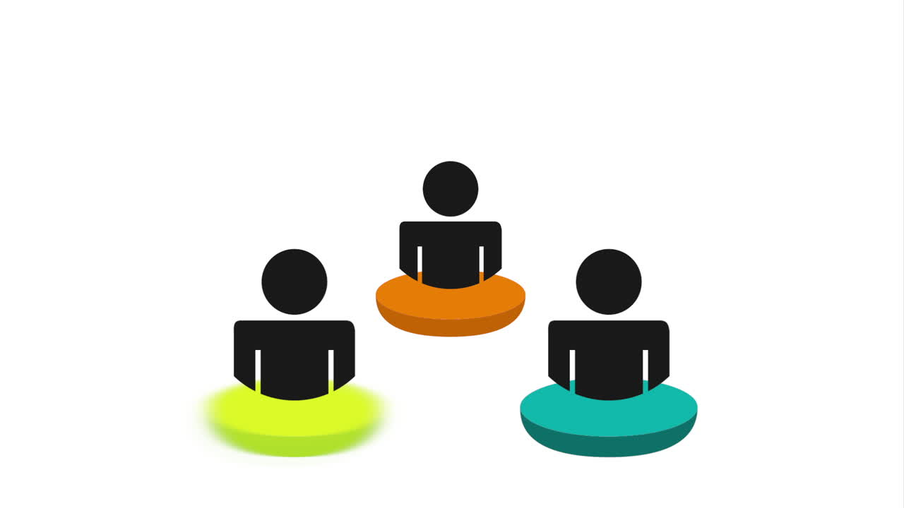 Group of People with Different Colored Platforms