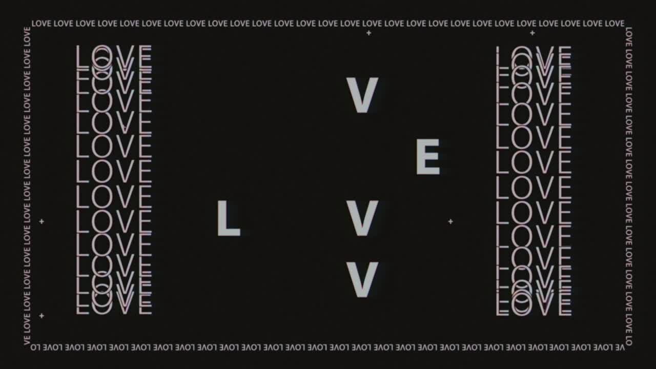 animación cinética en blanco y negro de la palabra amor. estilo de tipografía minimalista de moda. letras parpadeantes. estilo retro de los años 80.