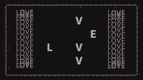 black and white kinetic animation of the word love. trendy minimalistic typography style. blinking letters. retro 80s style.