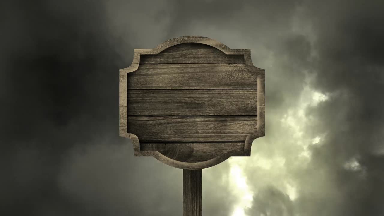 폭풍 위의 복사 공간과 함께 표지판의 애니메이션